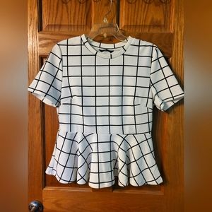 SHEIN Windowpane Peplum Top